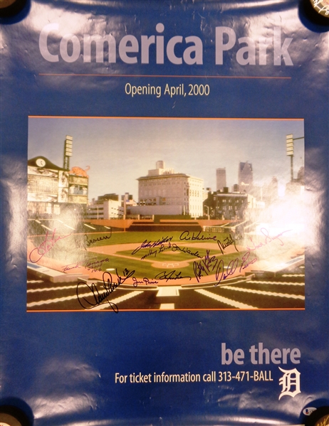 Detroit Tigers Comerica Park Opening 28x22 Poster Signed by 14