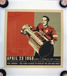 Ted Lindsay Autographed 24x21 1st to Hoist Cup Litho