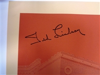 Ted Lindsay Autographed 24x21 1st to Hoist Cup Litho