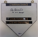 Andy Etchebarren Autographed Custom 9 Home Plate