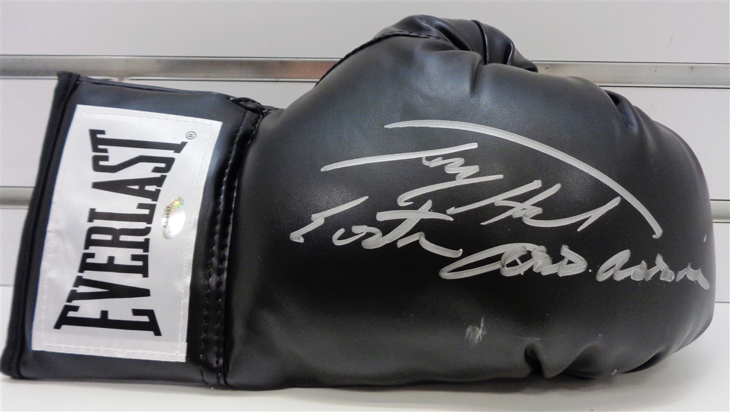 Larry Holmes Signed Everlast Black Boxing Glove w/Easton Assassin