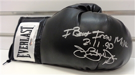 James Buster Douglas Signed Everlast Black Boxing Glove w/ I Beat Iron Mike 2/11/90