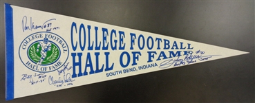 College Football Hall of Fame Pennant Signed by 5