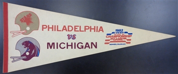 Michigan vs Philadelphia 1983 USFL Championship Pennant