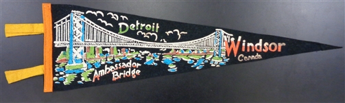 Detroit/Windsor Ambassador Bridge Vintage 6x22 Pennant