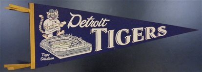 Detroit Tigers 1960's Tiger Stadium Blue Pennant