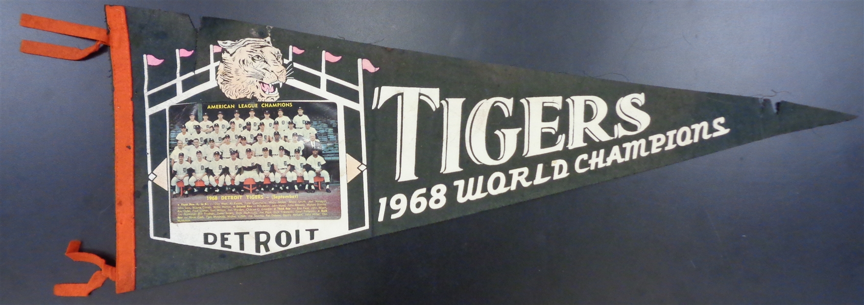 Detroit Tigers 1968 World Champions Photo Pennant