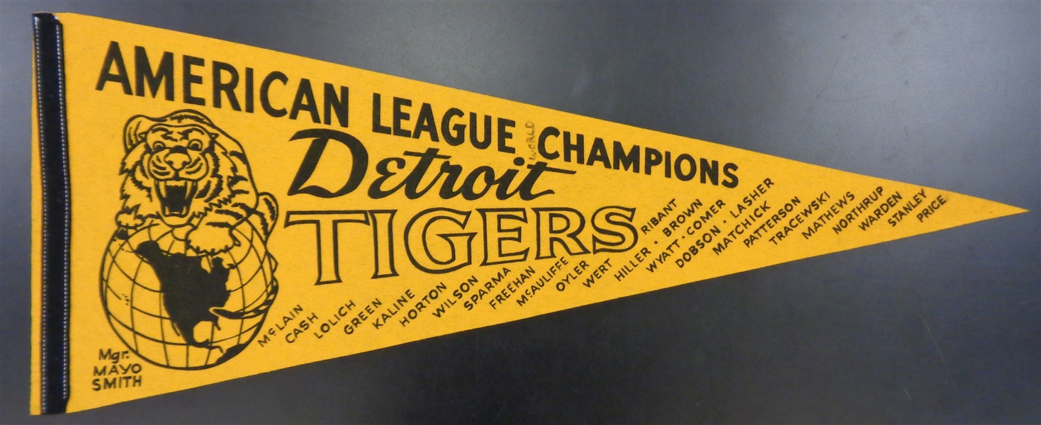 Detroit Tigers 1968 American League Champions Names Pennant