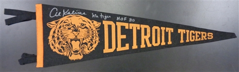 Al Kaline Autographed 8x24 Pennant w/ Mr Tiger, HOF 80