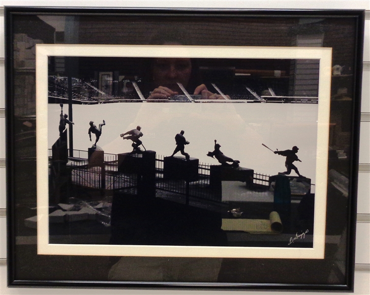 Comerica Park Statues in the Snow Framed Photo (overall 16x20)