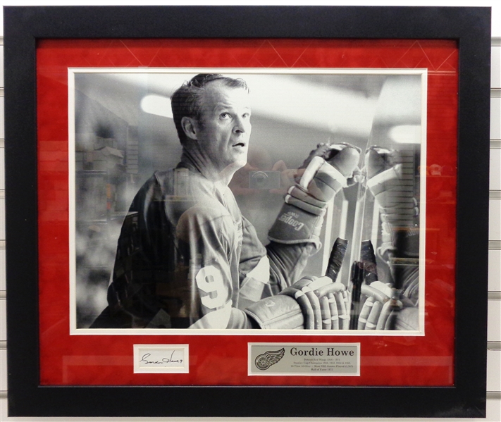 Gordie Howe Framed 16x20 with Signed Cut (pick up only)