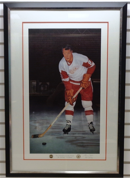 Gordie Howe Autographed Framed Coke Litho (Pick up only)