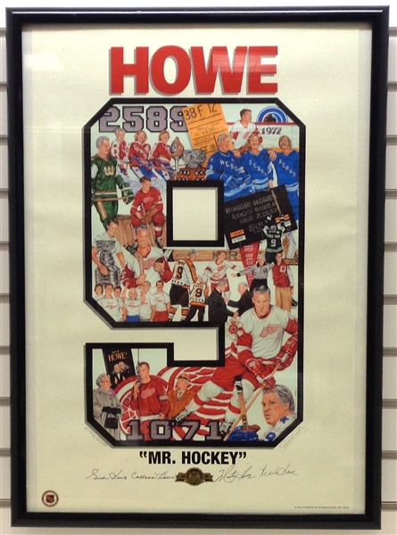 Gordie Howe #9 Autographed Framed Litho (pick up only)