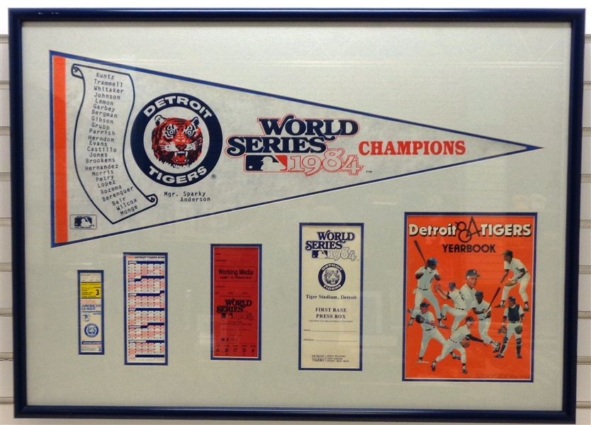 Detroit Tigers 1984 Champs Framed 26x36 Collage (pick up only)