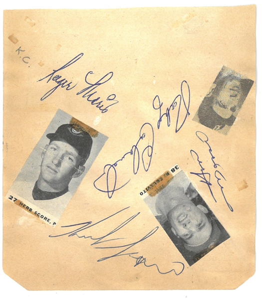 Roger Maris, Billy Martin & Others Signed Cut