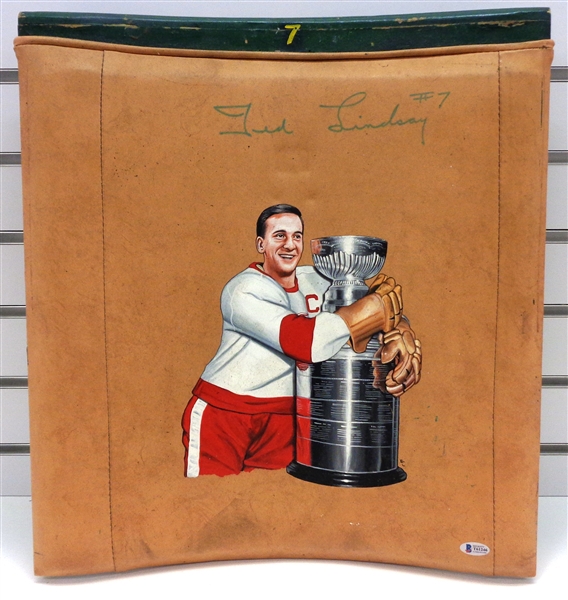 Ted Lindsay Olympia #7 Seatback Signed and Hand Painted