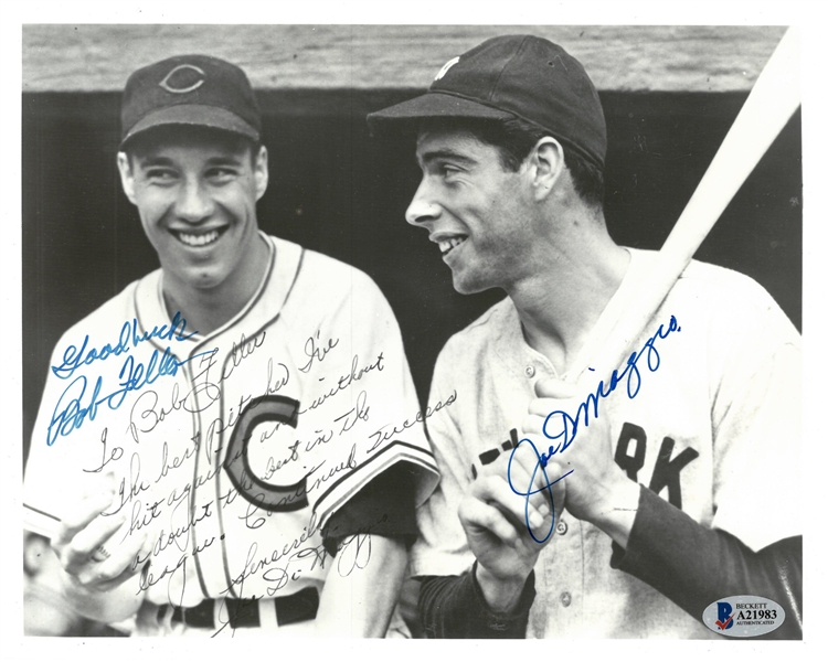 Joe DiMaggio & Bob Feller Autographed 8x10 Photo