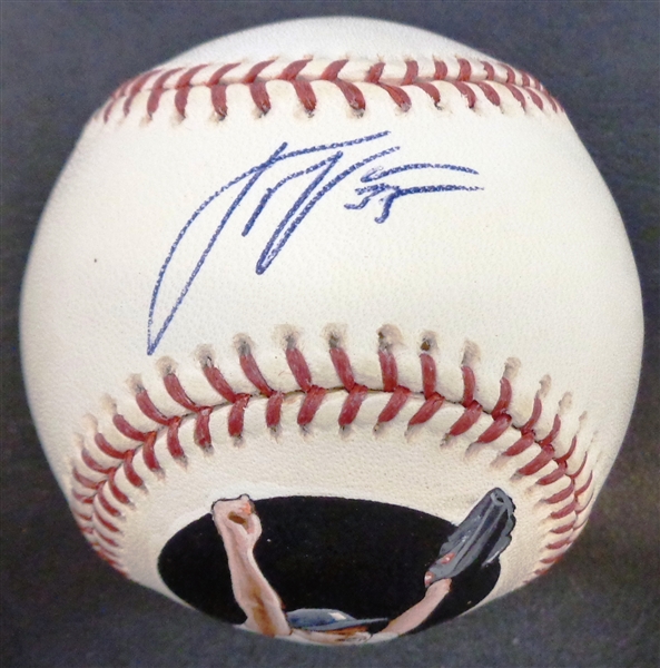 Justin Verlander Autographed Baseball - Hand Painted