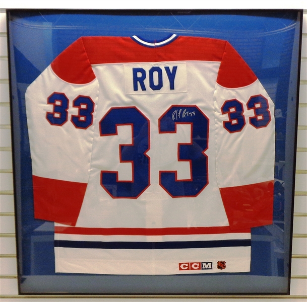 Patrick Roy Autographed Framed Jersey (Pick up only)