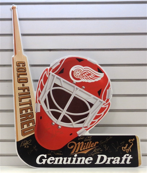 Red Wings MGD Goalie Metal Sign Autographed by 9