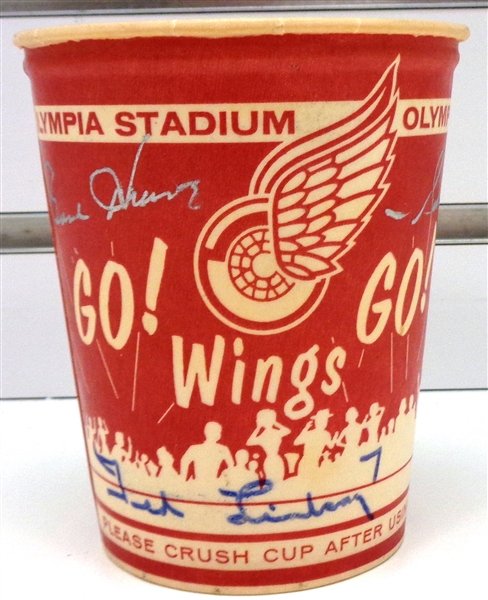 Olympia Paper Cup Signed by The Production Line (Howe/Lindsay/Abel)