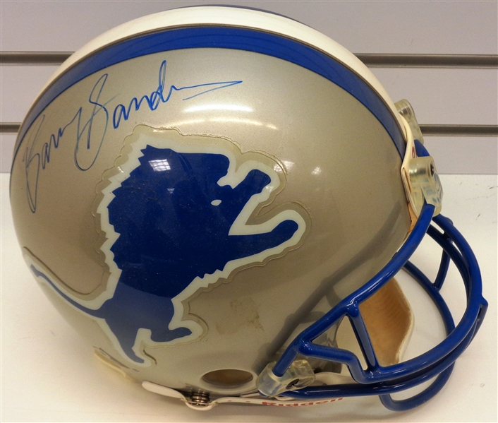 Barry Sanders Autographed Authentic Full Size Vintage Lions Helmet