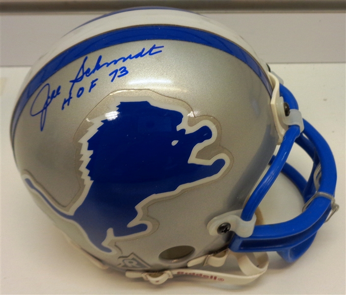 Joe Schmidt Autographed Lions Mini Helmet