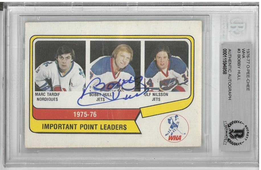 Bobby Hull Autographed 1976/77 OPC WHA Leaders