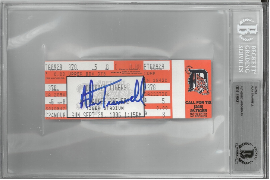 Alan Trammell Autographed Final Game of his Career Ticket