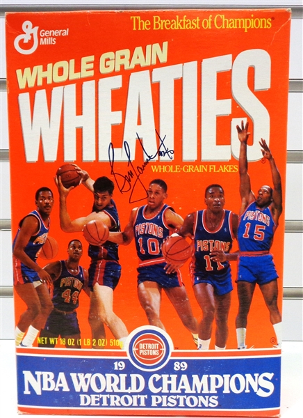 Pistons Wheaties Box Signed by Laimbeer & Aguirre
