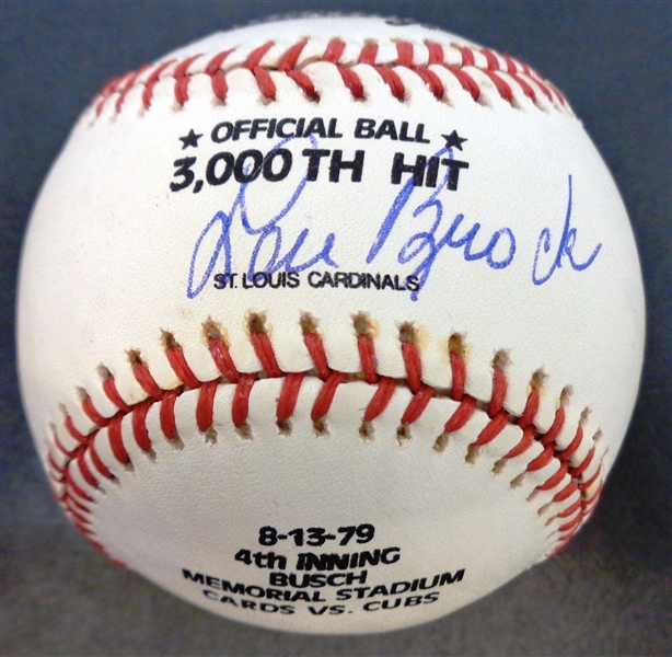 Lou Brock Autographed 3000th Hit Commemorative Ball