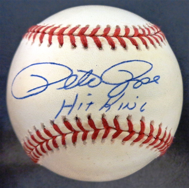 Pete Rose Autographed Baseball w/ Hit King