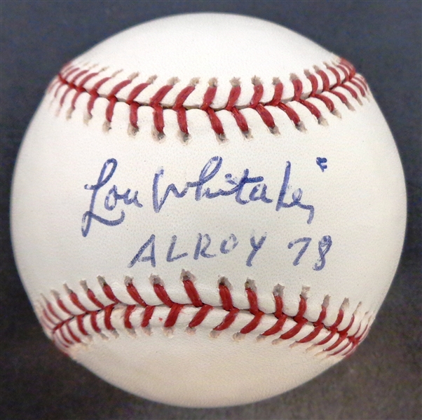 Lou Whitaker Autographed Baseball w/ 78 AL ROY