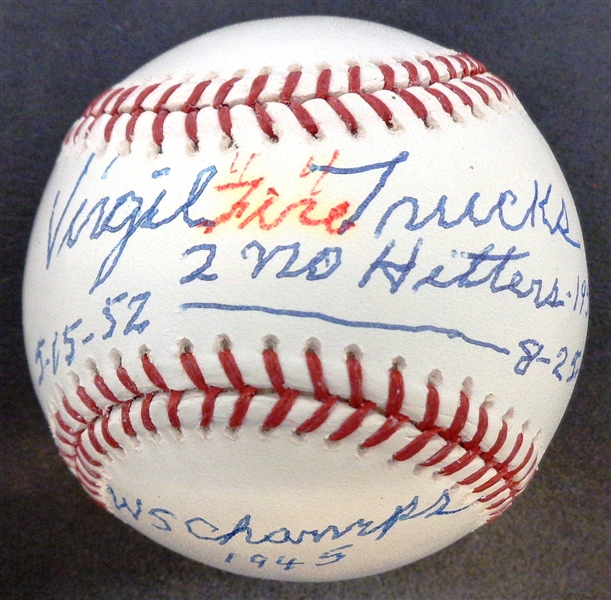 Virgil "Fire" Trucks Autographed Baseball Multi Inscribed