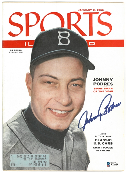 Johnny Podres Autographed 1956 Sports Illustrated