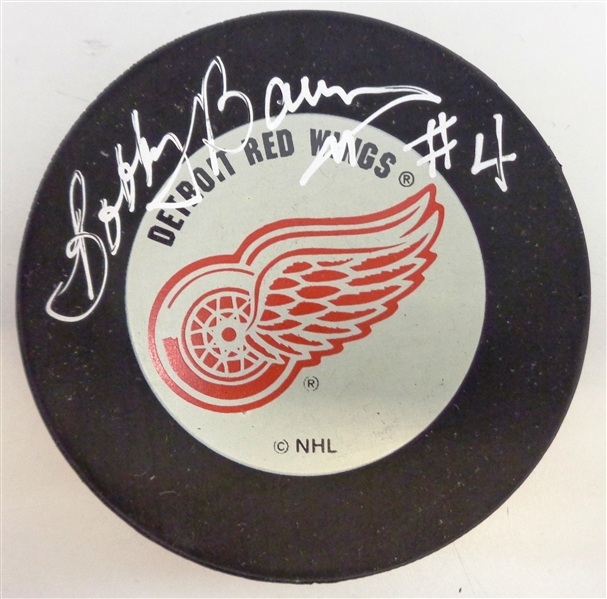 Bobby Baun Autographed Red Wings Puck