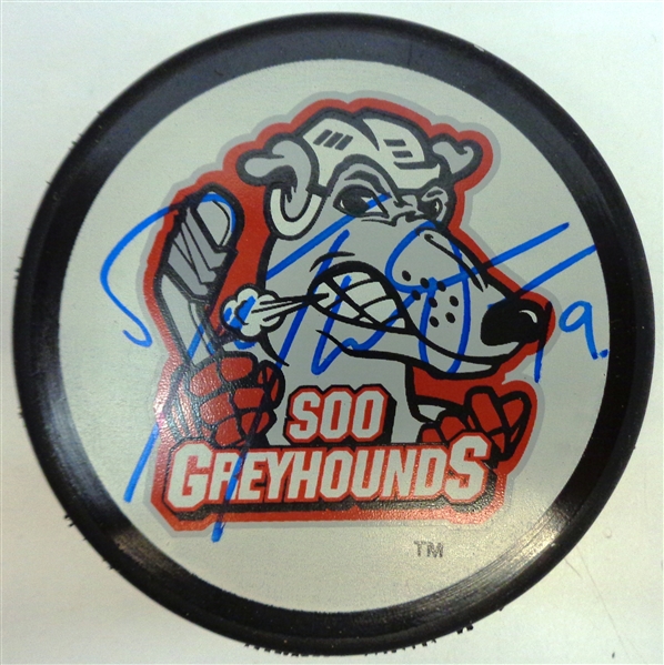 Joe Thornton Autographed Soo Greyhounds Puck