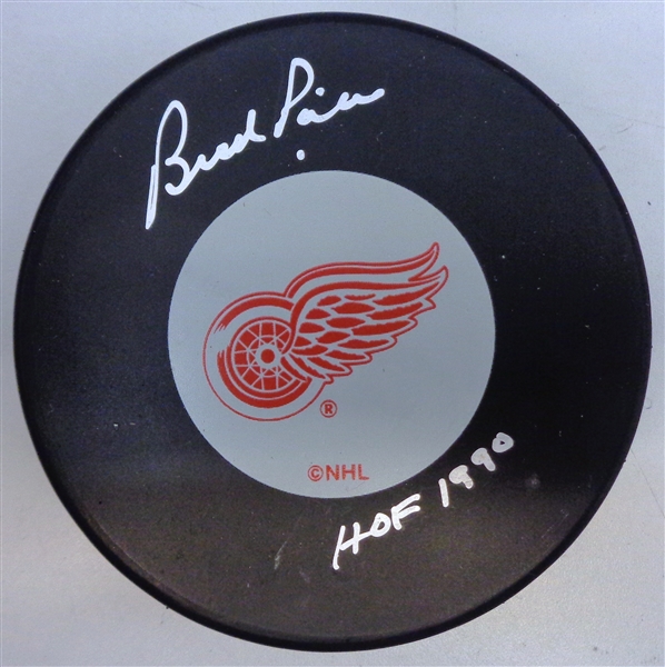 Bud Poile Autographed Red Wings Puck w/ HOF