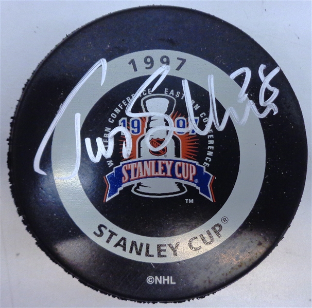 Tomas Sandstrom Autographed 97 Cup Game Puck
