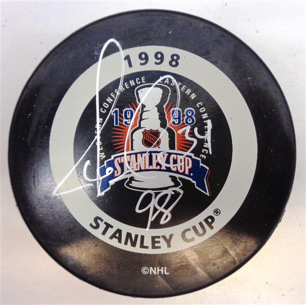 Jamie Macoun Autographed 98 Cup Game Puck