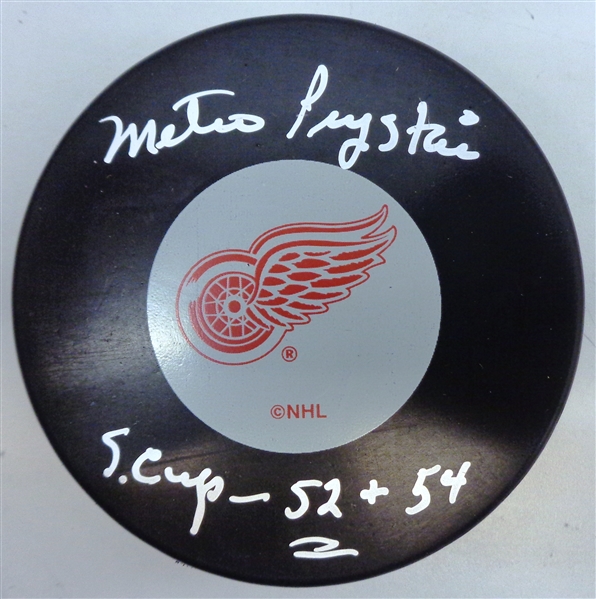 Metro Prystai Autographed Red Wings Puck