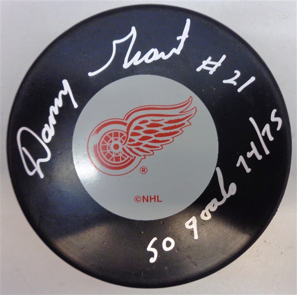 Danny Grant Autographed Red Wings Puck w/ 50 Goals