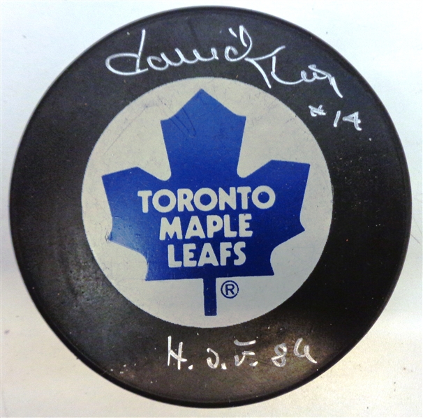 Dave Keon Autographed Maple Leafs Puck w/ HOF