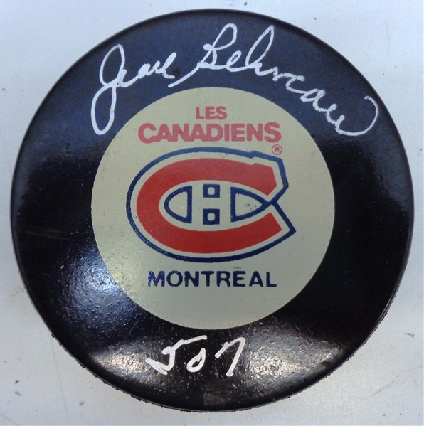 Jean Beliveau Autographed Canadiens Puck w 507