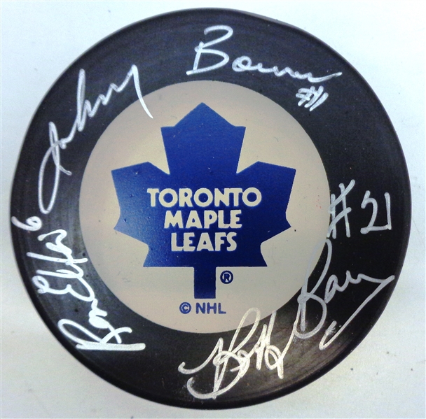 Bower, Baun & Ellis Autographed Maple Leafs Puck