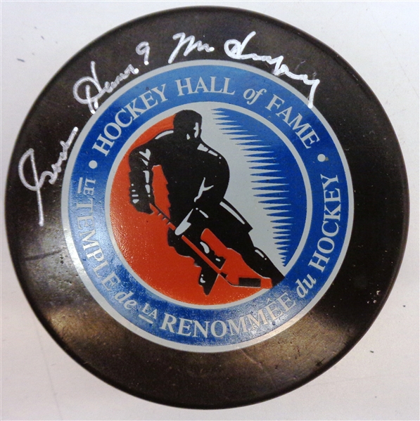 Gordie Howe Autographed HHOF Puck w/ Mr. Hockey