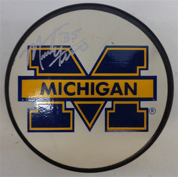Marty Turco Autographed Michigan Puck