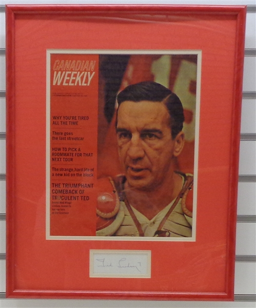 Ted Lindsay Autographed Framed Canadian Weekly Piece