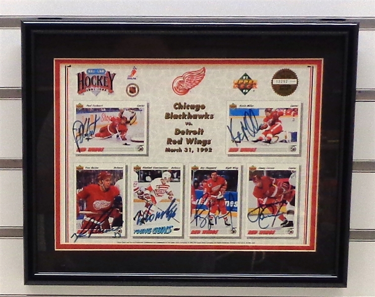 Red Wings Framed UD Sheet Signed by Konstantinov & 5 others