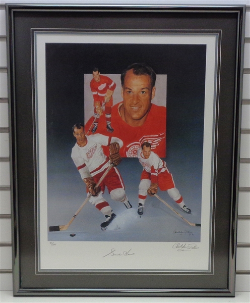 Gordie Howe Autographed Framed Paluso Lithograph (Pick up Only)
